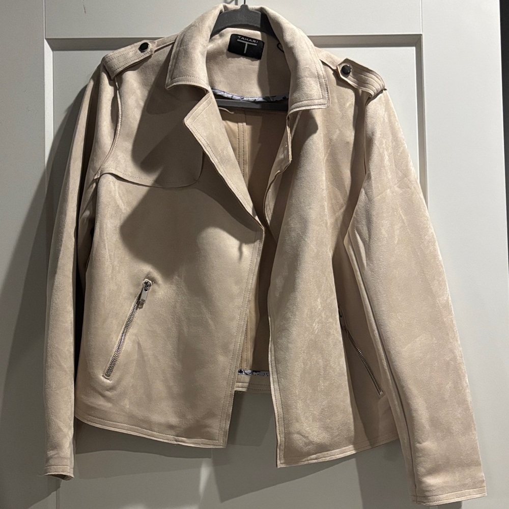 Tahari Women's Tan Faux Suede Jacket